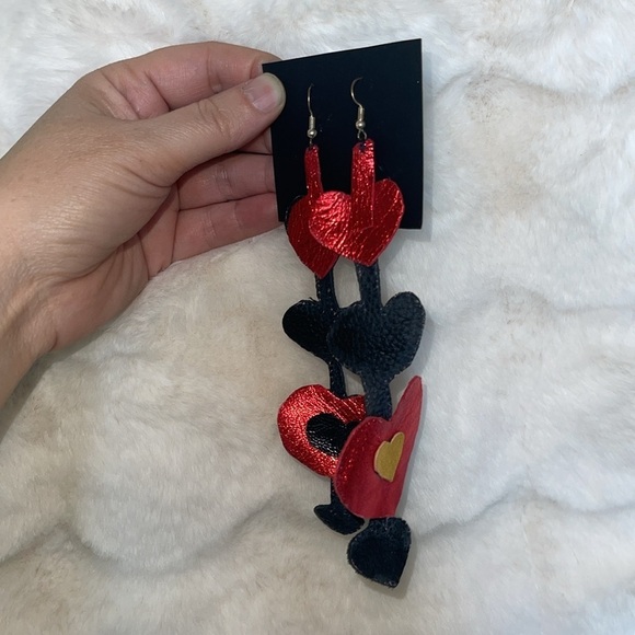 HANDCRAFTED Heart shaped earrings NWT of my own Y2K like design genuine - Picture 3 of 10
